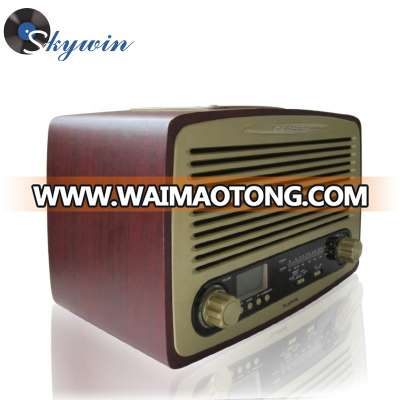 High Quality Retro Wooden Radio Old AM FM Radio with Clock LCD Display